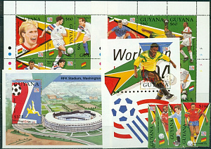 Гайана, 1994, Чм по футболу, 4 марки, 2 листа 2 блока